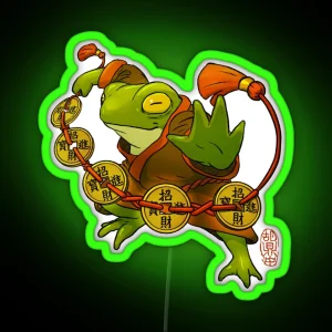 Chinese Frog With Lucky Coins RGB Neon Sign
