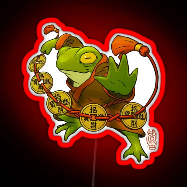 Chinese Frog With Lucky Coins RGB Neon Sign