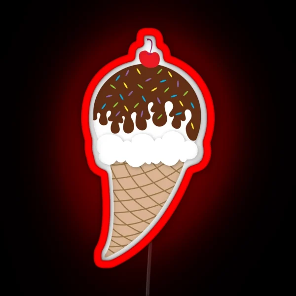 Chocolate Ice Cream Cone RGB Neon Sign