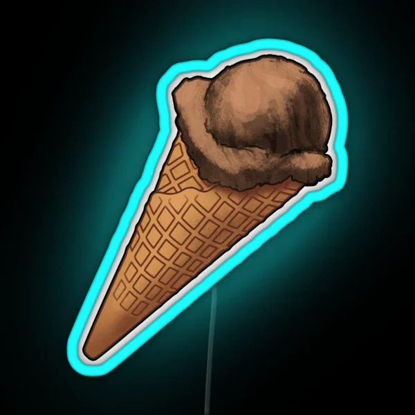 Chocolate Ice Cream Cone RGB Neon Sign