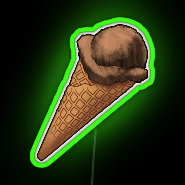Chocolate Ice Cream Cone RGB Neon Sign
