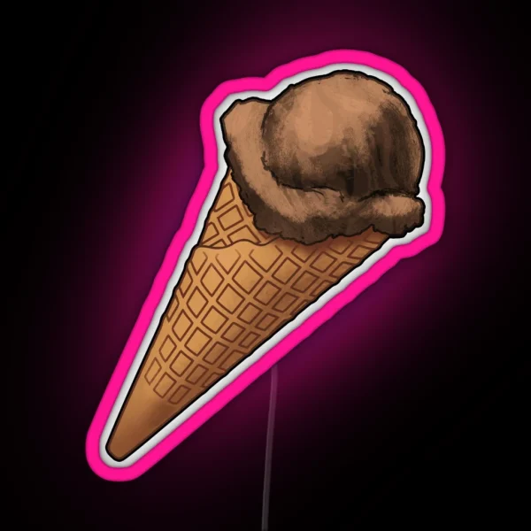 Chocolate Ice Cream Cone RGB Neon Sign