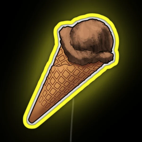 Chocolate Ice Cream Cone RGB Neon Sign