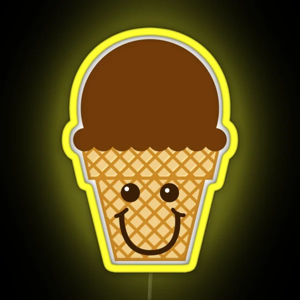 Chocolate Ice Cream Cone RGB Neon Sign