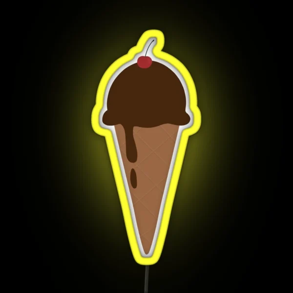 Chocolate Ice Cream Cone RGB Neon Sign