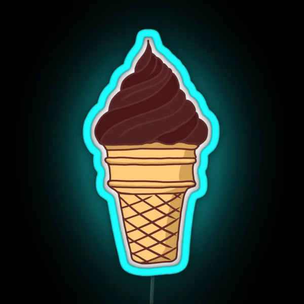 Chocolate Ice Cream Cone RGB Neon Sign