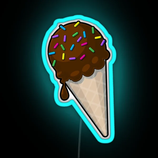 Chocolate Ice Cream Cone W Sprinkles RGB Neon Sign
