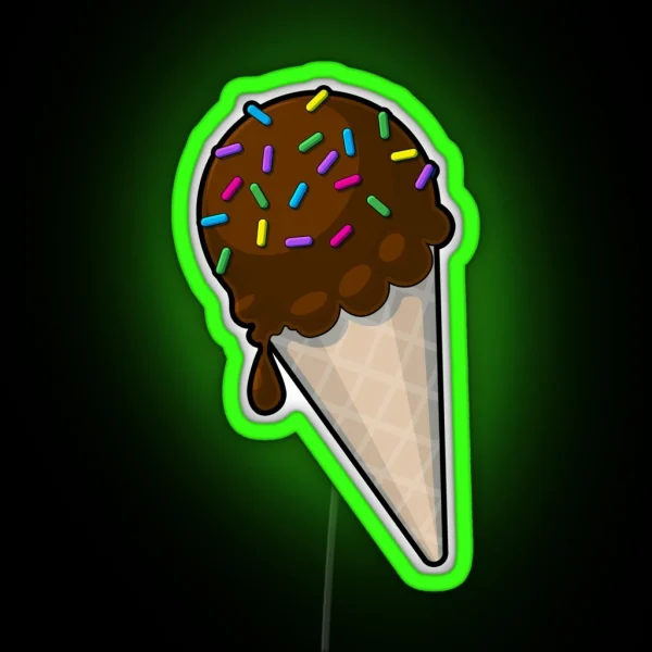 Chocolate Ice Cream Cone W Sprinkles RGB Neon Sign