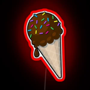 Chocolate Ice Cream Cone W Sprinkles RGB Neon Sign