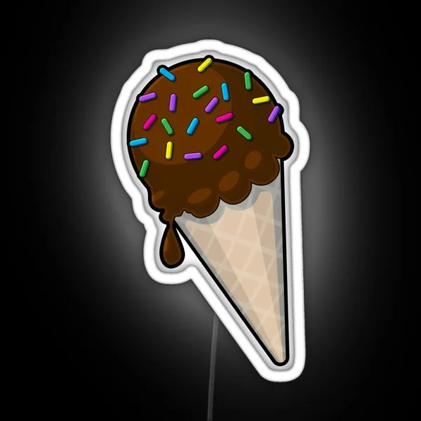 Chocolate Ice Cream Cone W Sprinkles RGB Neon Sign