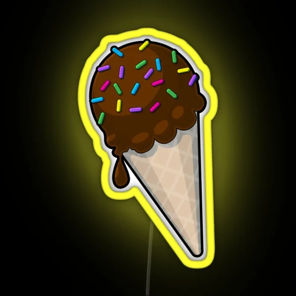 Chocolate Ice Cream Cone W Sprinkles RGB Neon Sign