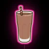 Vibrant glow of creamy chocolate milk in bold neon colors.