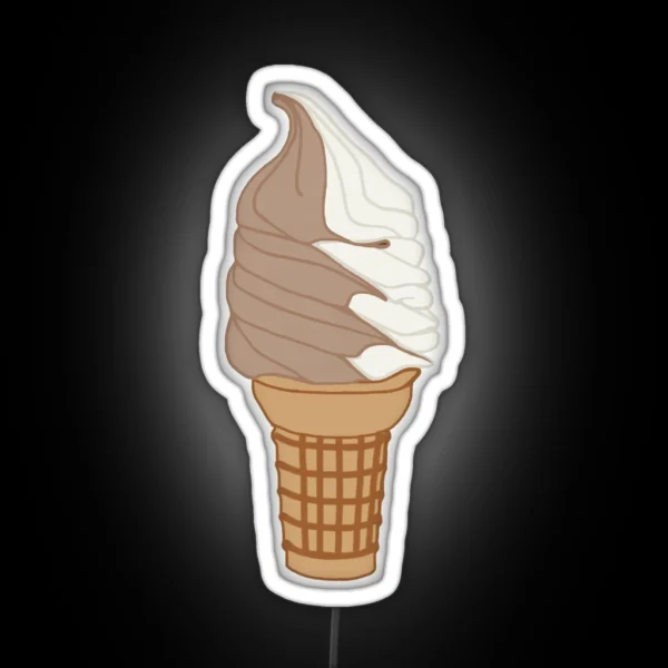 Chocolate Vanilla Swirl Ice Cream RGB Neon Sign