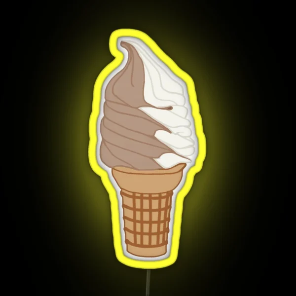 Chocolate Vanilla Swirl Ice Cream RGB Neon Sign