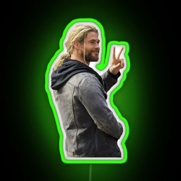 Chris Hemsworth Peace RGB Neon Sign