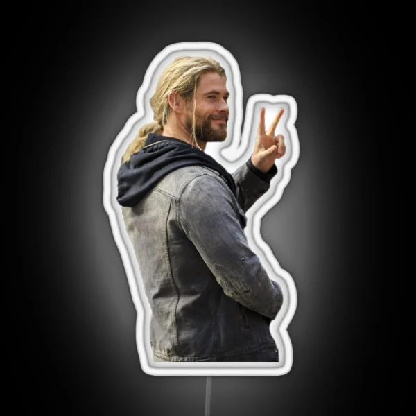 Chris Hemsworth Peace RGB Neon Sign