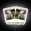 Brightly lit, quirky accessory featuring distressed sheep character in color