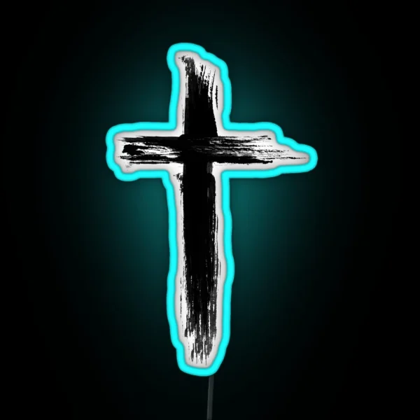 Christian Cross Artistic Lines RGB Neon Sign