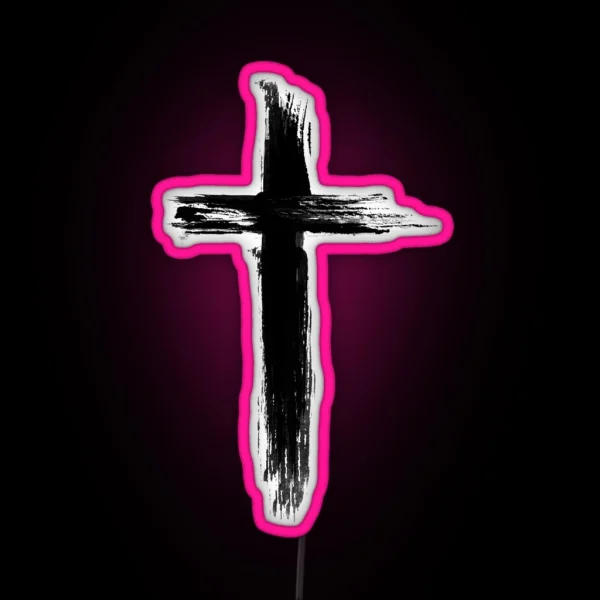 Christian Cross Artistic Lines RGB Neon Sign
