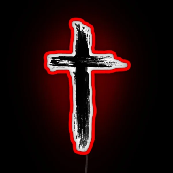Christian Cross Artistic Lines RGB Neon Sign