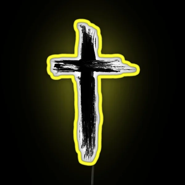 Christian Cross Artistic Lines RGB Neon Sign
