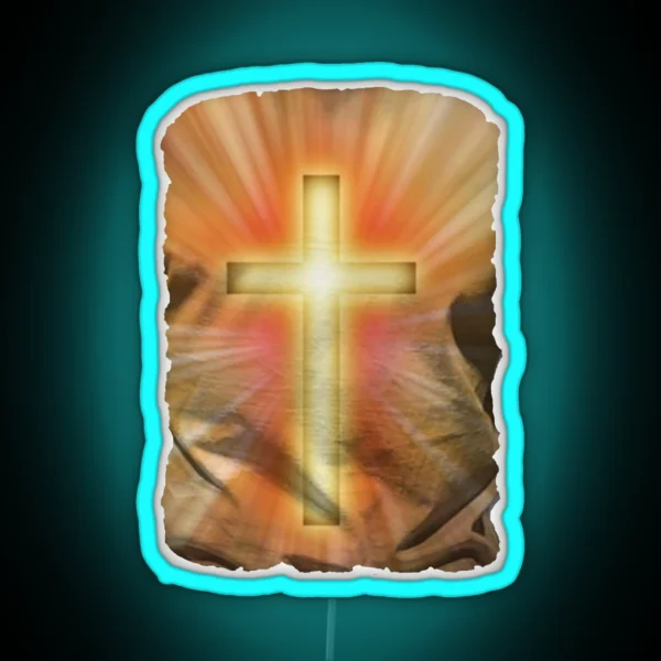 Christian Cross Bright As The Sun RGB Neon Sign