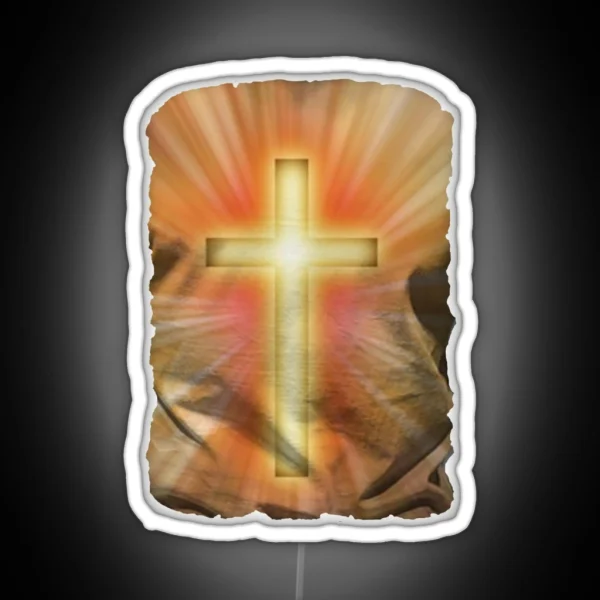 Christian Cross Bright As The Sun RGB Neon Sign