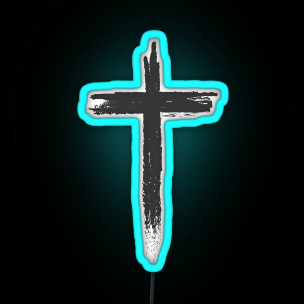 Christian Cross Led On Heart RGB Neon Sign