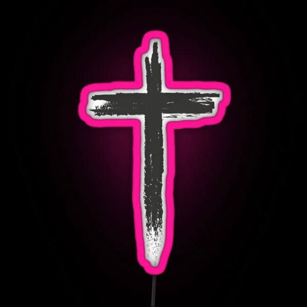 Christian Cross Led On Heart RGB Neon Sign