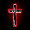 Vibrant Christian Cross LED Sign Illuminated with Colorful Rainbow Neon Accents