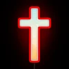 Eye-catching RGB neon sign featuring the classic Christian cross symbol.