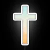 Vibrant Christian Cross Icon with Dazzling Neon RGB Accent Lighting