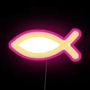 Vibrant Christian fish design with color changing LED lights.