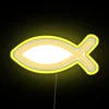 Colorful Iona-inspired Christian fish symbol LED neon wall art decoration.