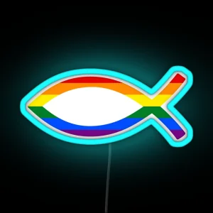 Christian Fish With Lgbtq Pride Flag RGB Neon Sign