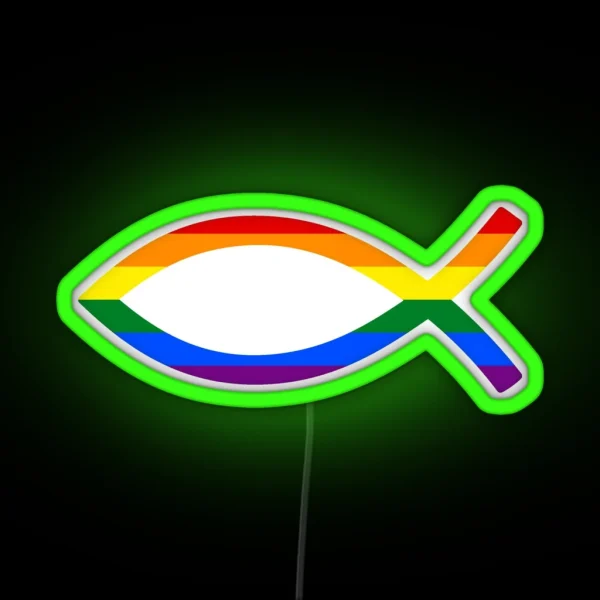 Christian Fish With Lgbtq Pride Flag RGB Neon Sign