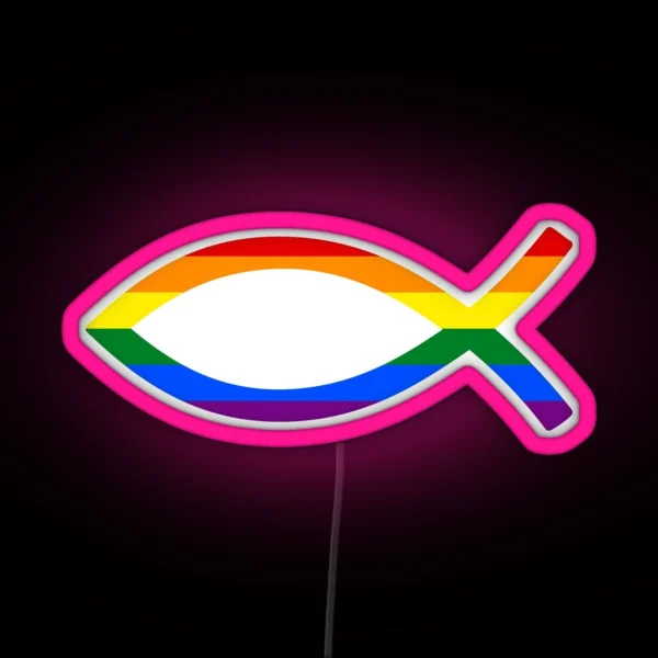 Christian Fish With Lgbtq Pride Flag RGB Neon Sign