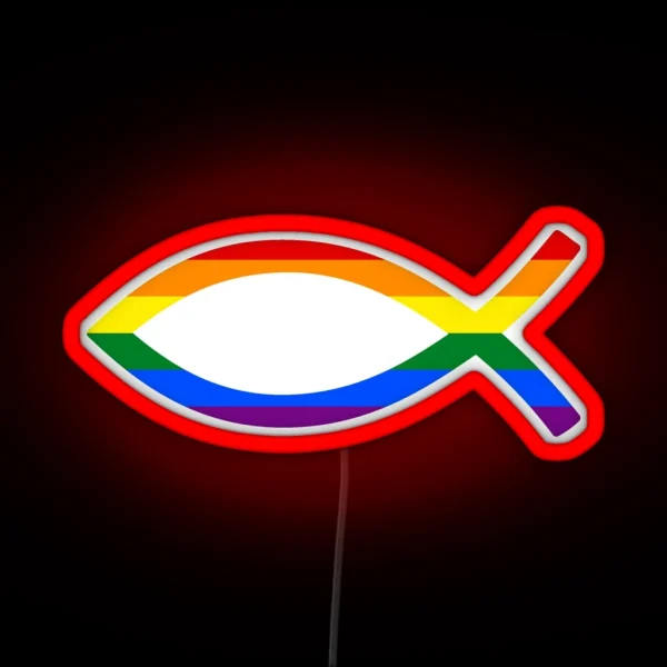 Christian Fish With Lgbtq Pride Flag RGB Neon Sign