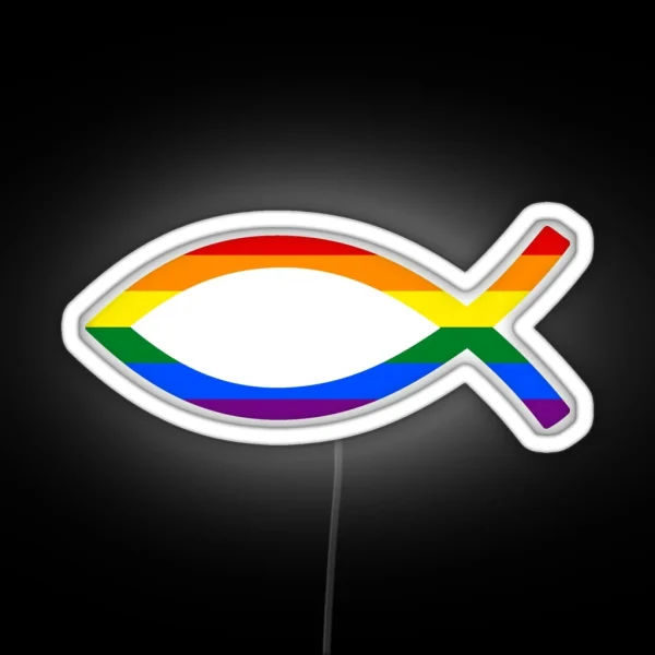 Christian Fish With Lgbtq Pride Flag RGB Neon Sign