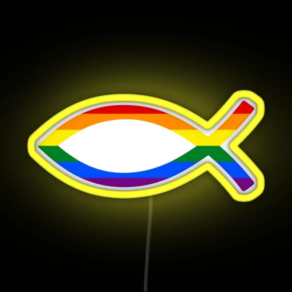 Christian Fish With Lgbtq Pride Flag RGB Neon Sign