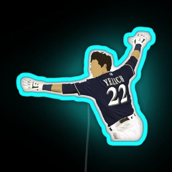 Christian Yelich Walk Off Drawing RGB Neon Sign