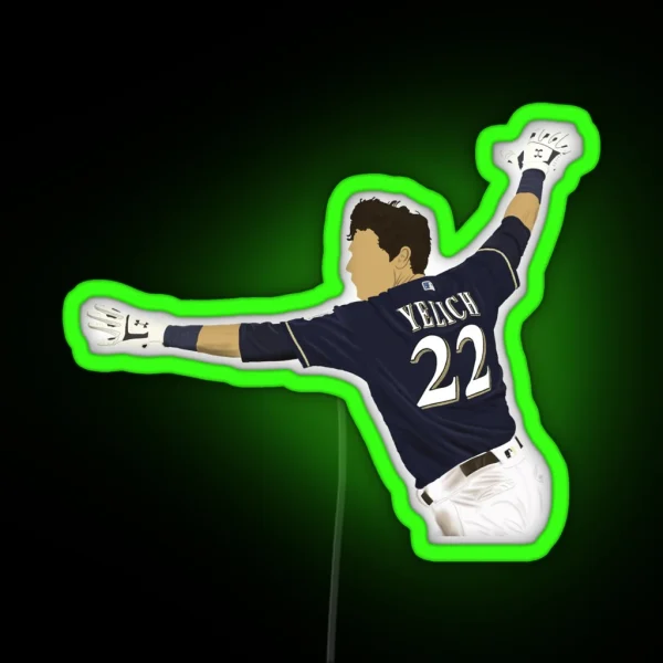 Christian Yelich Walk Off Drawing RGB Neon Sign