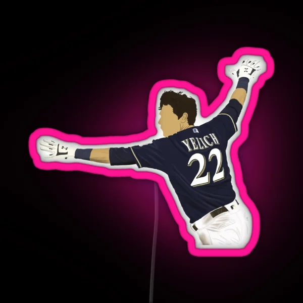 Christian Yelich Walk Off Drawing RGB Neon Sign