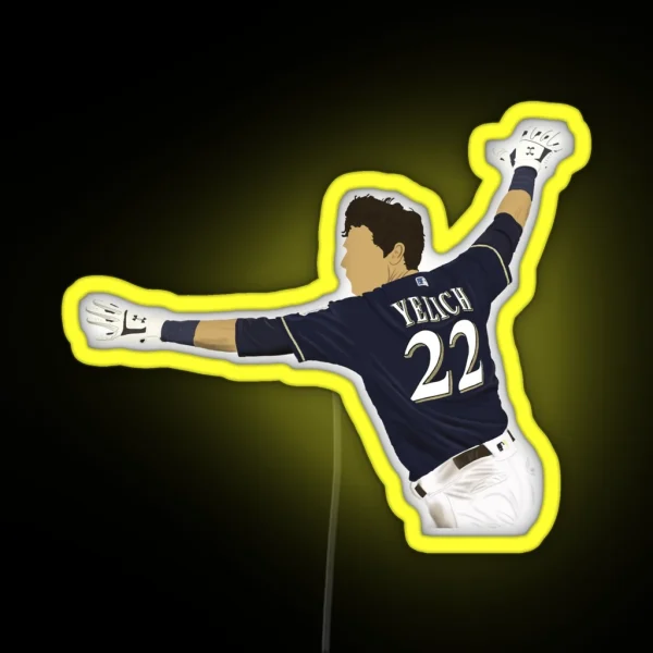 Christian Yelich Walk Off Drawing RGB Neon Sign
