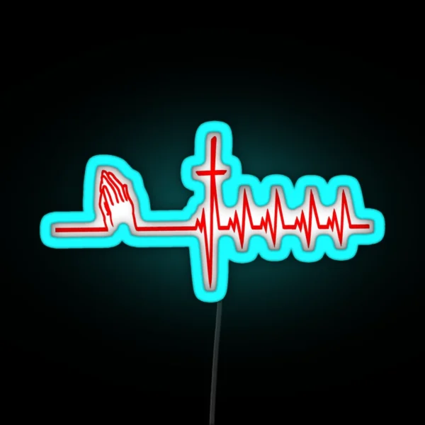 Christianity Cross Heart And Prayer RGB Neon Sign