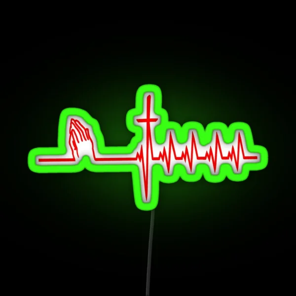 Christianity Cross Heart And Prayer RGB Neon Sign