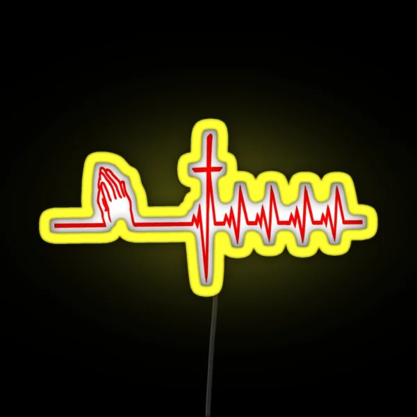 Christianity Cross Heart And Prayer RGB Neon Sign