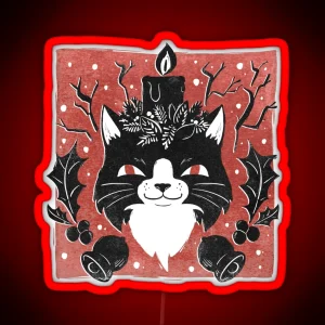 Christmas Cat Candle RGB Neon Sign