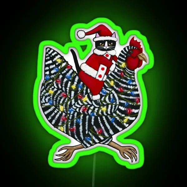 Christmas Chicken Ride RGB Neon Sign