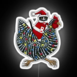 Christmas Chicken Ride RGB Neon Sign